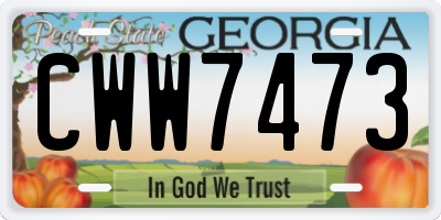 GA license plate CWW7473