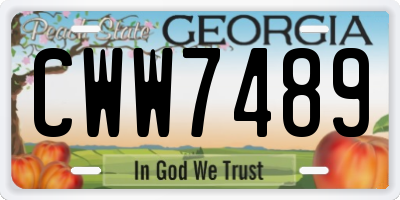 GA license plate CWW7489