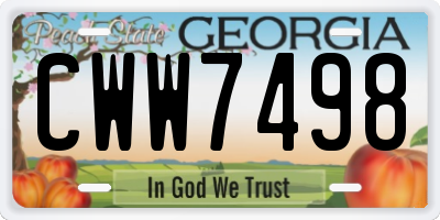 GA license plate CWW7498