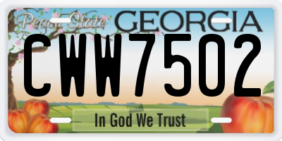 GA license plate CWW7502