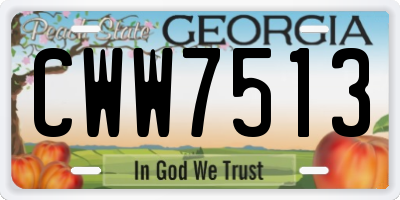 GA license plate CWW7513