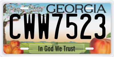 GA license plate CWW7523
