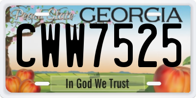 GA license plate CWW7525