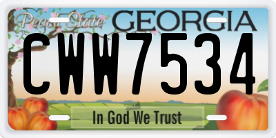 GA license plate CWW7534