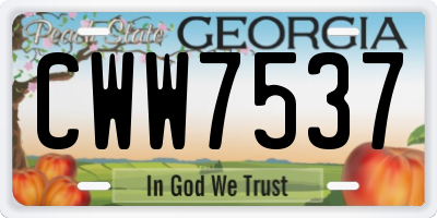 GA license plate CWW7537