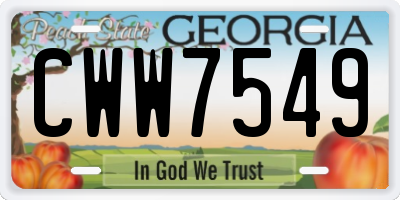 GA license plate CWW7549