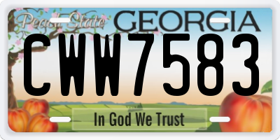 GA license plate CWW7583