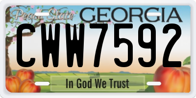 GA license plate CWW7592