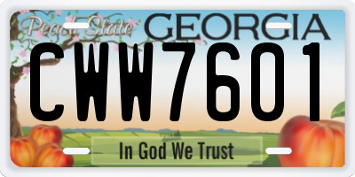 GA license plate CWW7601