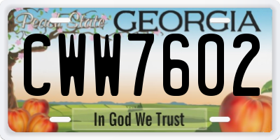 GA license plate CWW7602