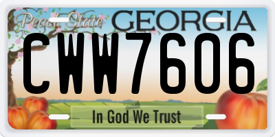 GA license plate CWW7606