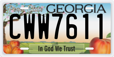 GA license plate CWW7611