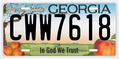 GA license plate CWW7618