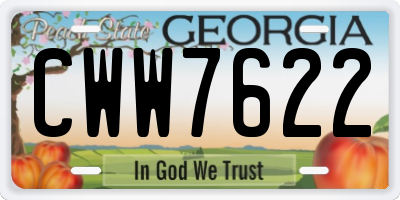 GA license plate CWW7622