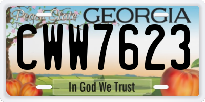 GA license plate CWW7623