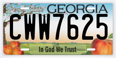 GA license plate CWW7625
