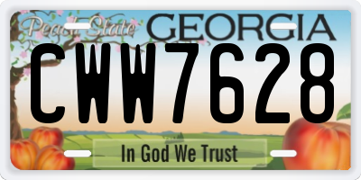 GA license plate CWW7628