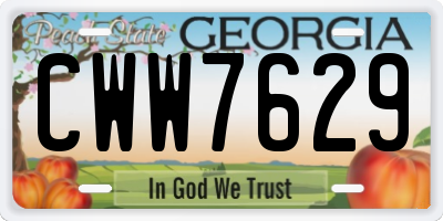 GA license plate CWW7629