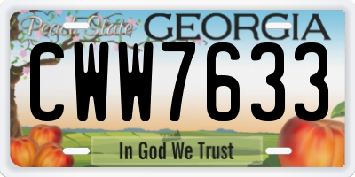 GA license plate CWW7633