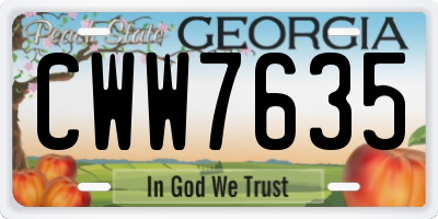 GA license plate CWW7635