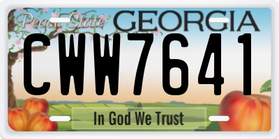 GA license plate CWW7641