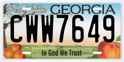 GA license plate CWW7649