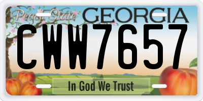 GA license plate CWW7657
