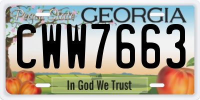 GA license plate CWW7663