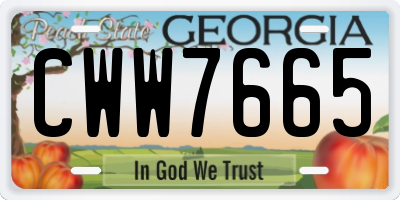 GA license plate CWW7665