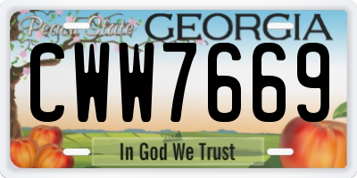 GA license plate CWW7669