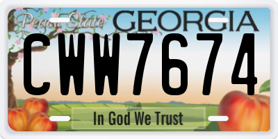 GA license plate CWW7674