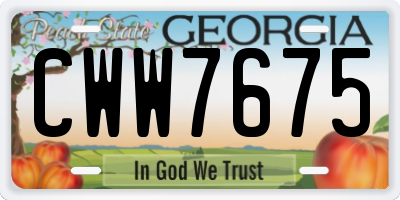 GA license plate CWW7675