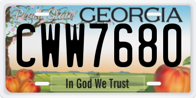 GA license plate CWW7680