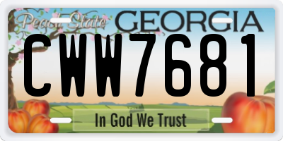 GA license plate CWW7681