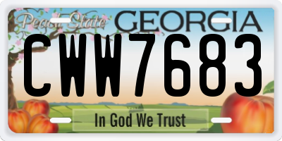 GA license plate CWW7683