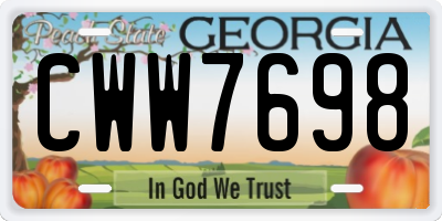 GA license plate CWW7698