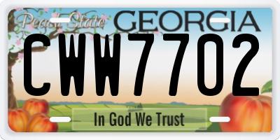 GA license plate CWW7702