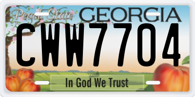 GA license plate CWW7704