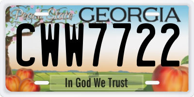 GA license plate CWW7722