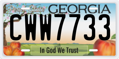 GA license plate CWW7733