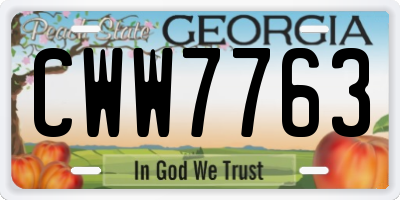GA license plate CWW7763