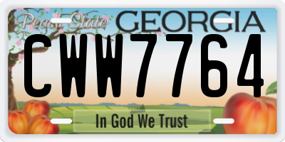 GA license plate CWW7764