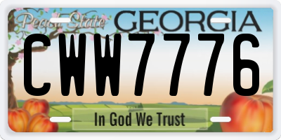 GA license plate CWW7776