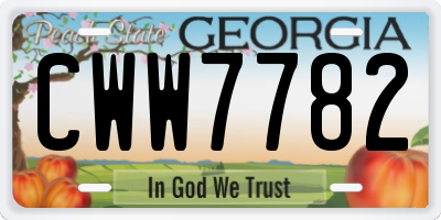 GA license plate CWW7782