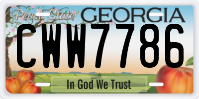 GA license plate CWW7786