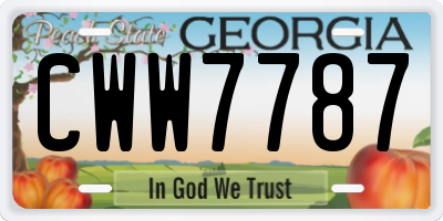 GA license plate CWW7787