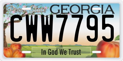 GA license plate CWW7795