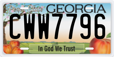 GA license plate CWW7796