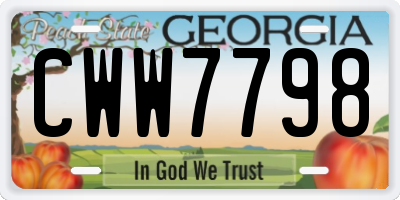 GA license plate CWW7798