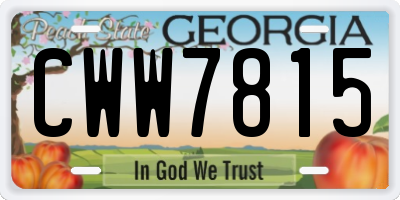 GA license plate CWW7815